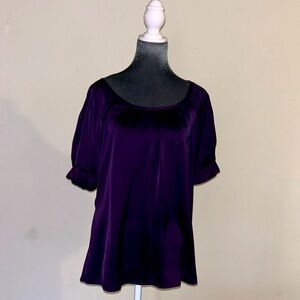Eggplant color satin short sleep blouse